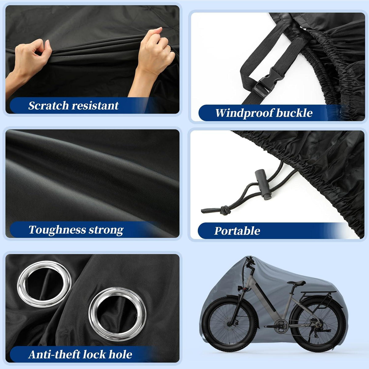 Fahrradabdeckung 210D Oxford Wasserdicht 208x112x76cm Schwarz UV Schutz