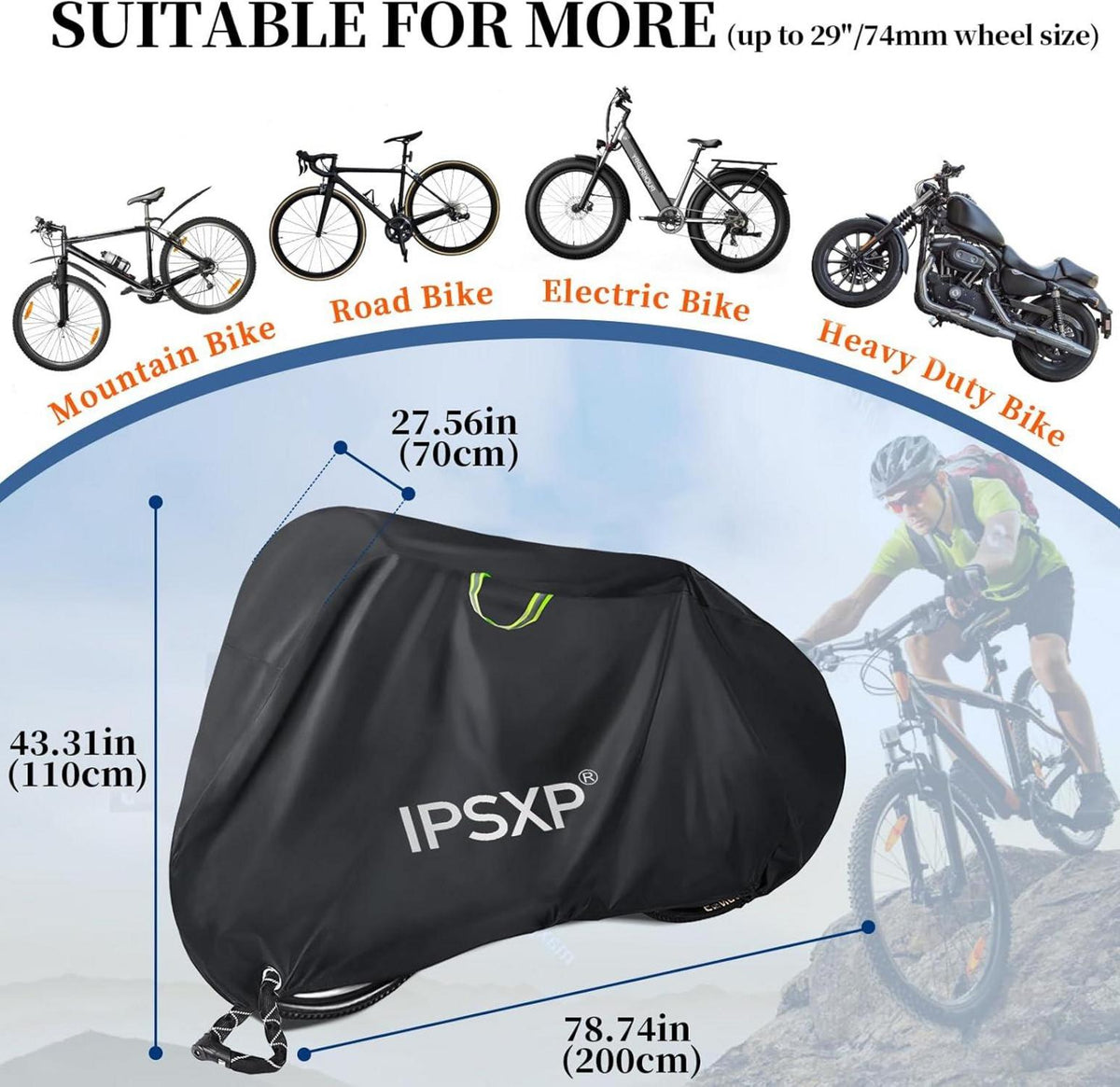 Fahrradabdeckung 210D Oxford Wasserdicht 208x112x76cm Schwarz