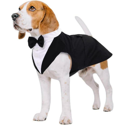 Kuoser Hund Smoking Anzug Bandana Set Schwarz S-XXL 35 cm