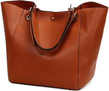 Damen Vintage 2-in-1 PU-Leder Shopper Hobo Handtasche Elegant