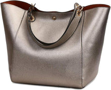 Damen PU-Leder Vintage Shopper Schultertasche Elegant Eimer Handtasche
