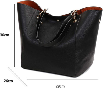 2-in-1 PU-Leder Shopper Handtasche Henkeltasche Vintage Style