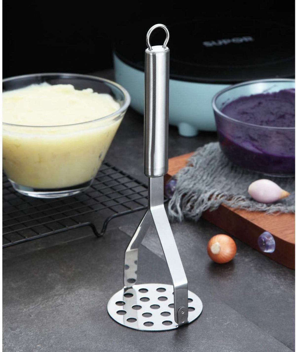 Edelstahl Kartoffelstampfer Hochleistungs Metall Utensilien Stampfer