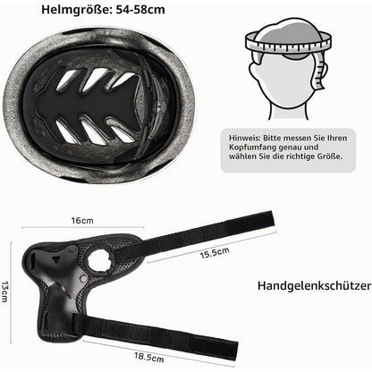 Kinder Skaterhelm Set mit Schutzausrüstung 54-58cm