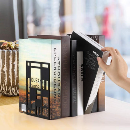Schwarze Metall Buchstützen 3 Paar für Regal - Robuste Bookends