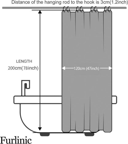 Duschvorhang Textil Anti-schimmel Wasserdicht Waschbar Weiß 120x200cm