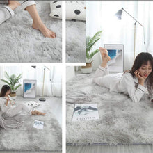 Weicher Shaggy Teppich 160x200cm Grau Weiß - Anti-Rutsch