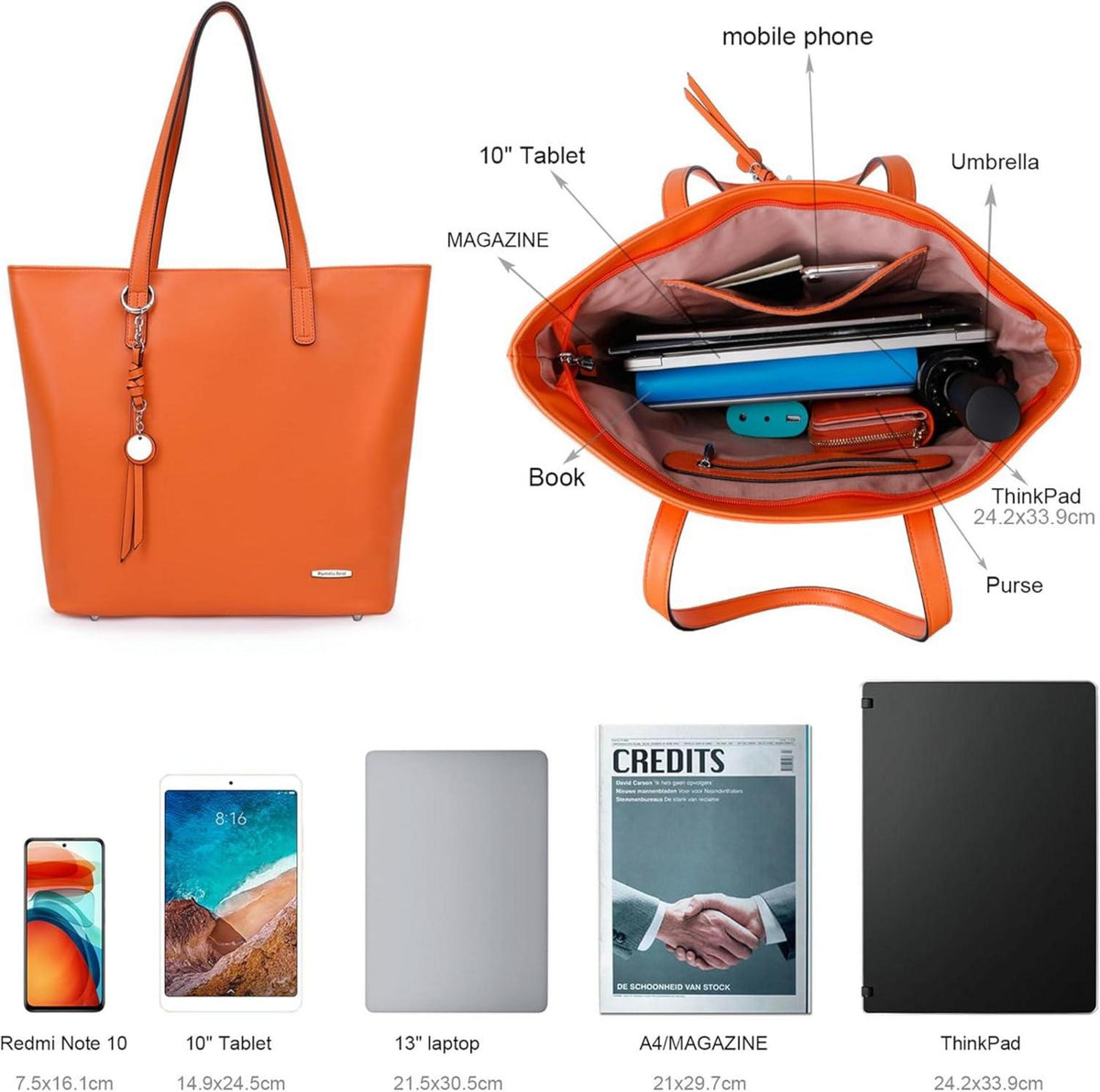 Pomelo Best Damen Handtasche Shopper Groß 32x11x32 cm für Laptop A4 Büro Schule Einkauf
