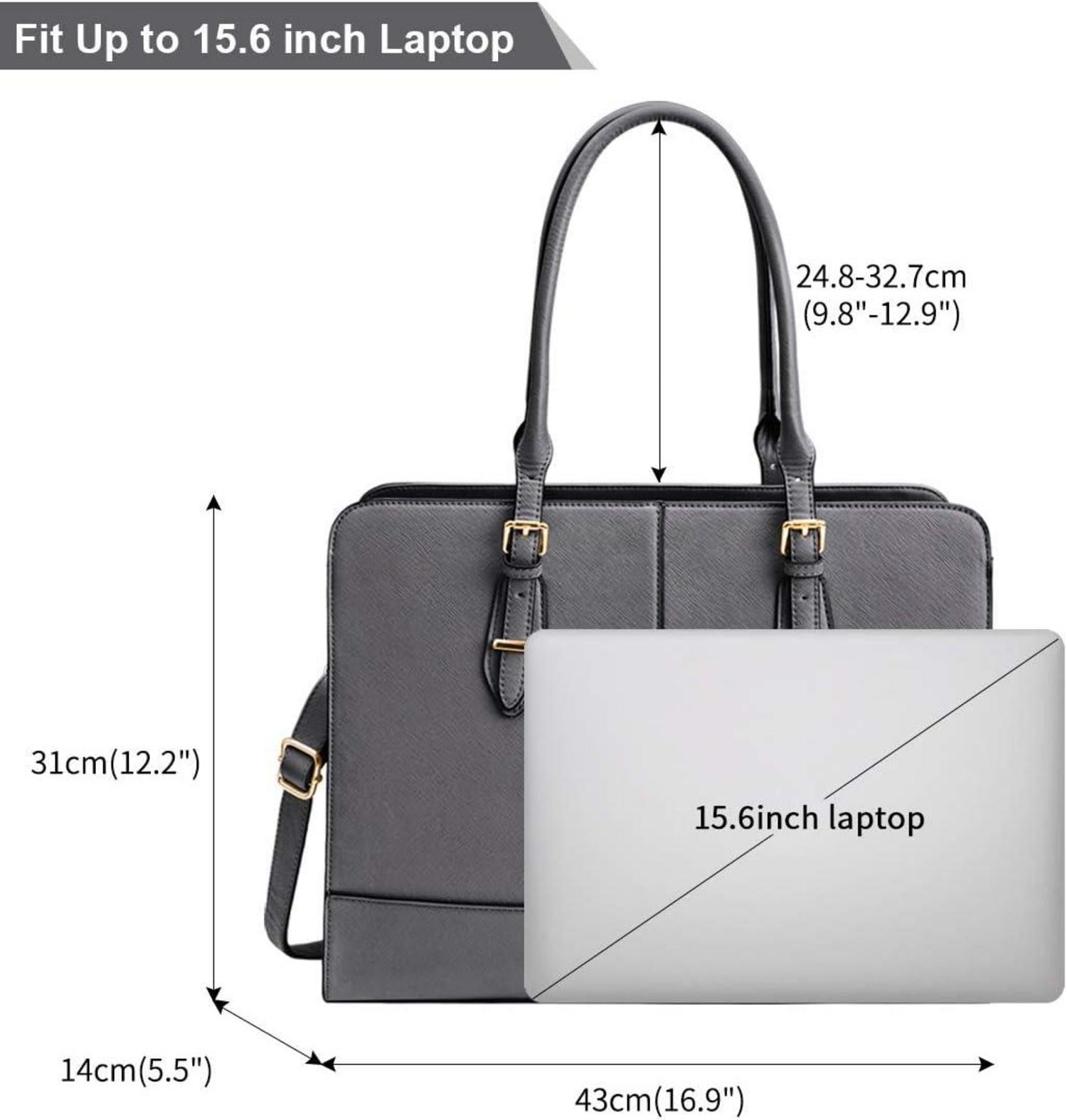 Lubardy Handtasche Damen Groß Wasserdicht 15.6 Zoll Leder Laptop