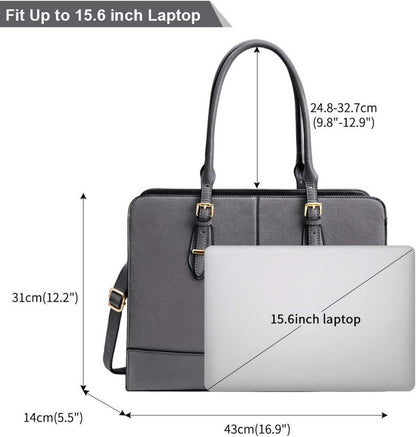 Lubardy Handtasche Damen Groß Wasserdicht 15.6 Zoll Leder Laptop