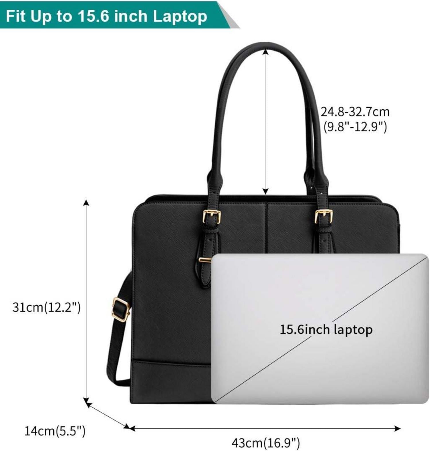 Elegante Damen PU Leder Handtasche Shopper Wasserdicht 15.6 Zoll