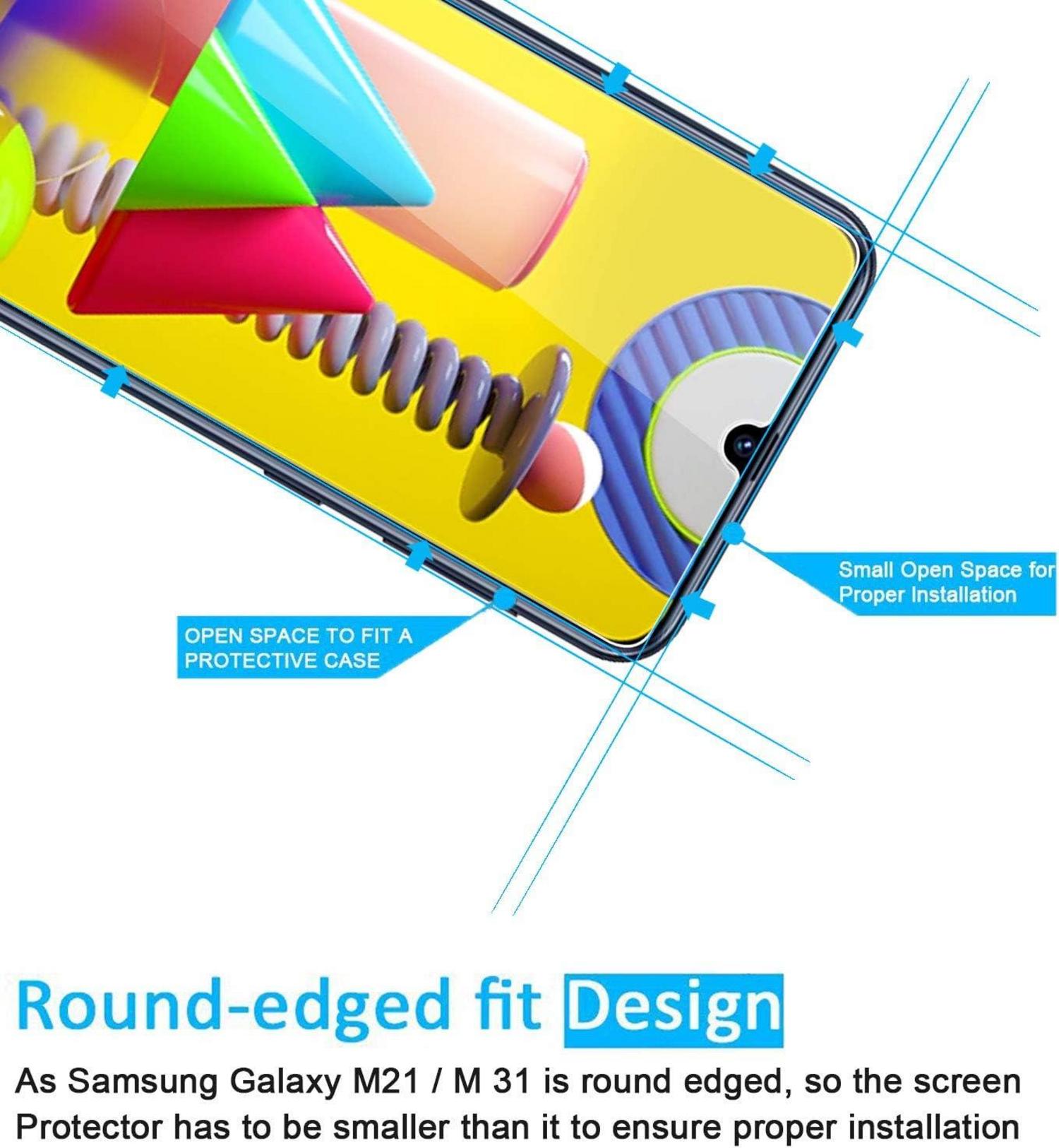 Panzer Schutzglas für Samsung Galaxy M21 M31, 2 Stück, 9H Härte