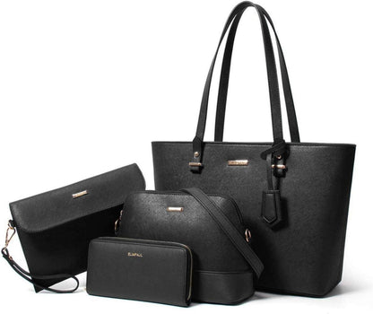 Damen Handtasche Tote Schultertasche Shopper Umhängetasche 4-teiliges