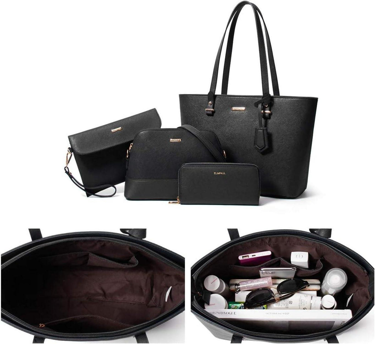 Damen Handtasche Tote Schultertasche Shopper Umhängetasche 4-teiliges