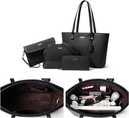 Damen Handtasche Tote Schultertasche Shopper Umhängetasche 4-teiliges