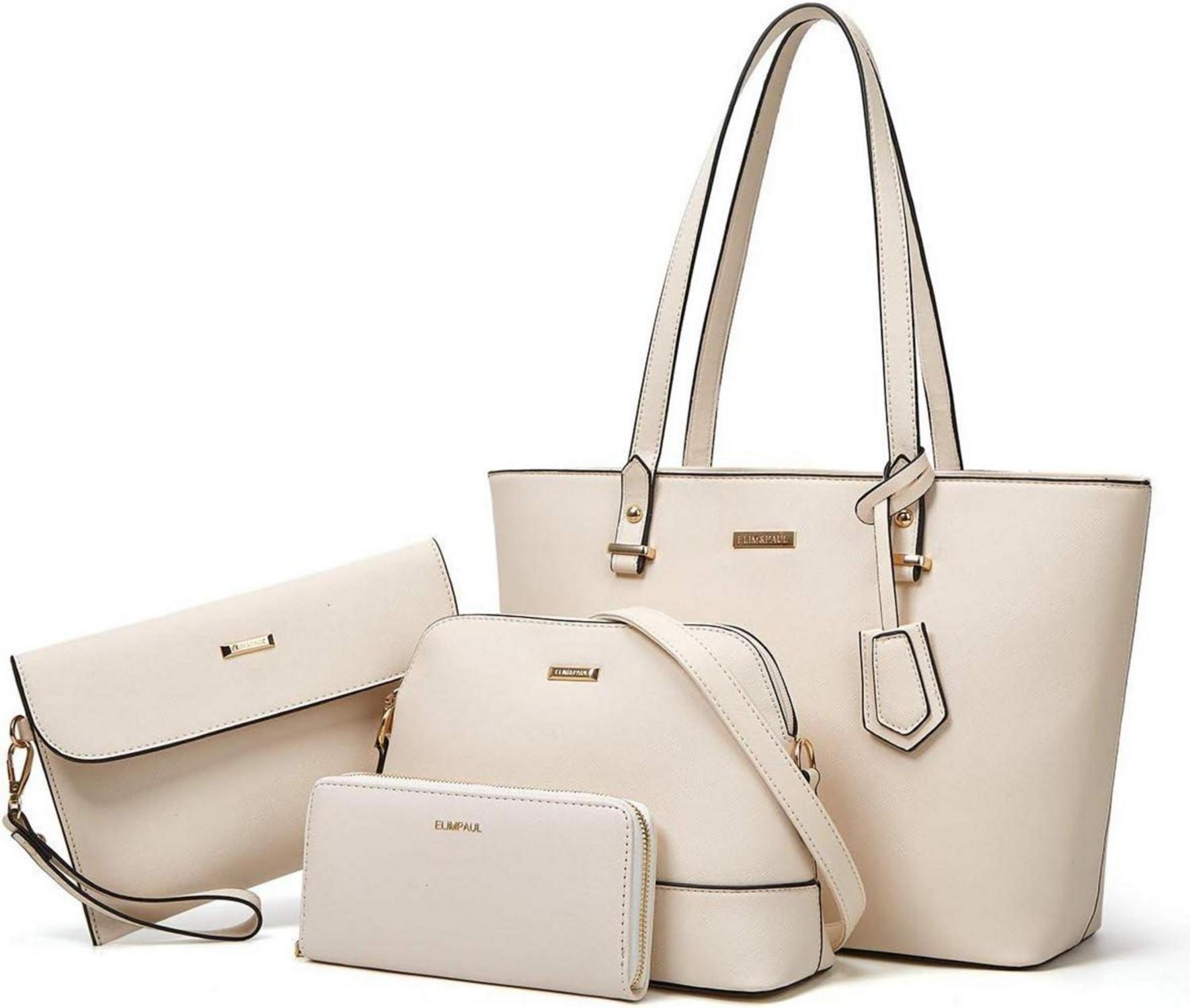 Damen Handtasche Tote Schultertasche Umhängetasche Geldbörse 4-teilig