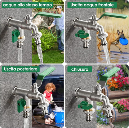Garten Wasserhahn Doppel Auslaufhahn 1/2 Zoll Messing Rost-und