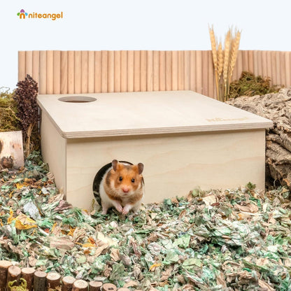 Niteangel Hamster Birke Kammer Versteck 3-Kammer Holzhaus