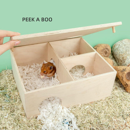 Niteangel Hamster Birke Kammer Versteck 3-Kammer Holzhaus