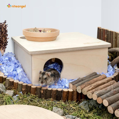 Niteangel Hamster Birke Kammer Versteck 3-Kammer Holzhaus