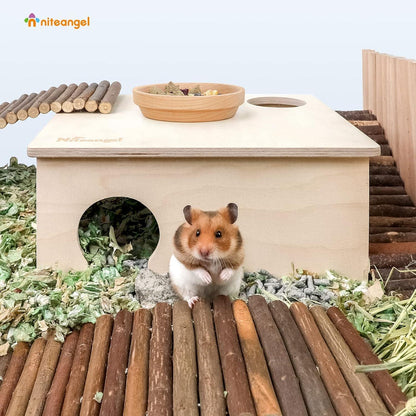 Niteangel Hamster Birke Haus 3-Kammer großsyrisch Versteck