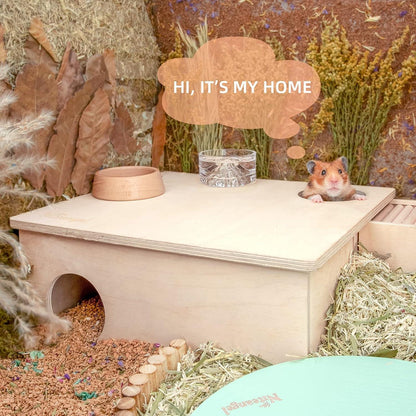 Hamster Birkenholz Versteck 3-Kammer groß Habitat Holzhaus Nagetiere