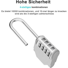 ZHEGE Langes 4-Stelliges Zahlenschloss mit Langem Bügel für