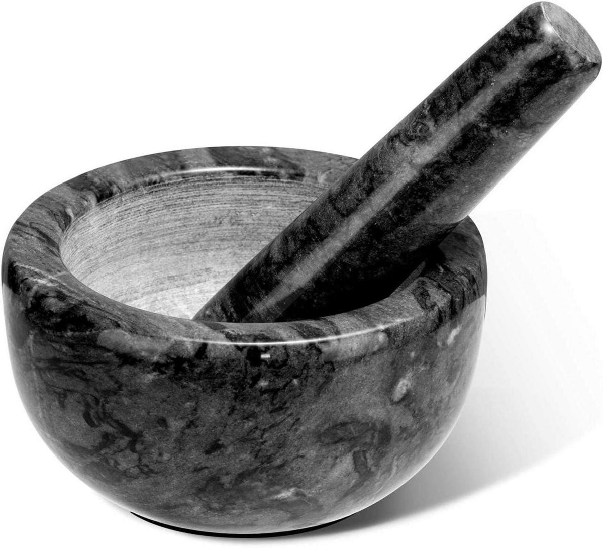 Marmor Mörser und Stößel Set in Schwarz, 10cm - Manuelle Gewürzmühle