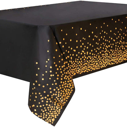 Schwarz Gold Party Tischdecke Rechteck Tisch 137cm x 274cm