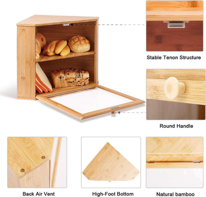 Bambus Brotkasten 2 Etagen lebensmittelecht pflegeleicht 32x32x34cm