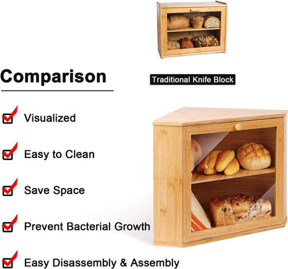 Bambus Brotkasten 2 Etagen lebensmittelecht pflegeleicht 32x32cm