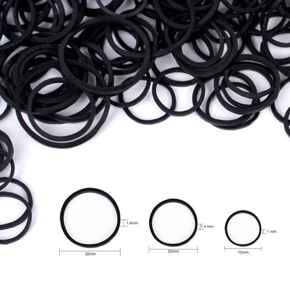 HOYOLS 1000pcs 1/2 Zoll Kleine Schwarze Gummibänder für Haarbänder- Elastische Mini Haargummis- Pferdeschwanz Halter- Latexfrei