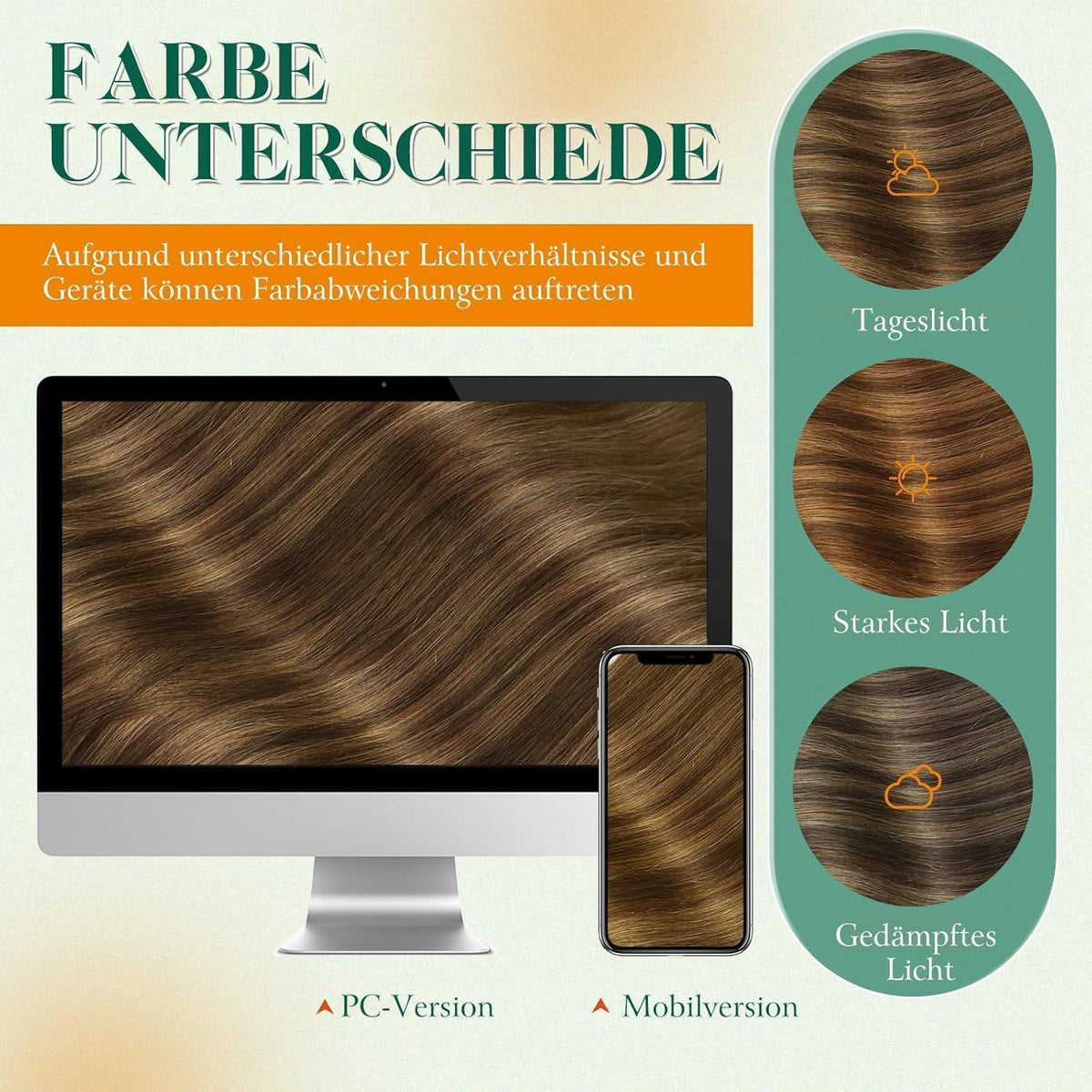 Echthaar Tape Extensions Ombre Braun 50cm