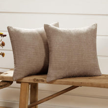2er Set Kordsamt Kissenbezüge 50x50cm Taupe mit verstecktem