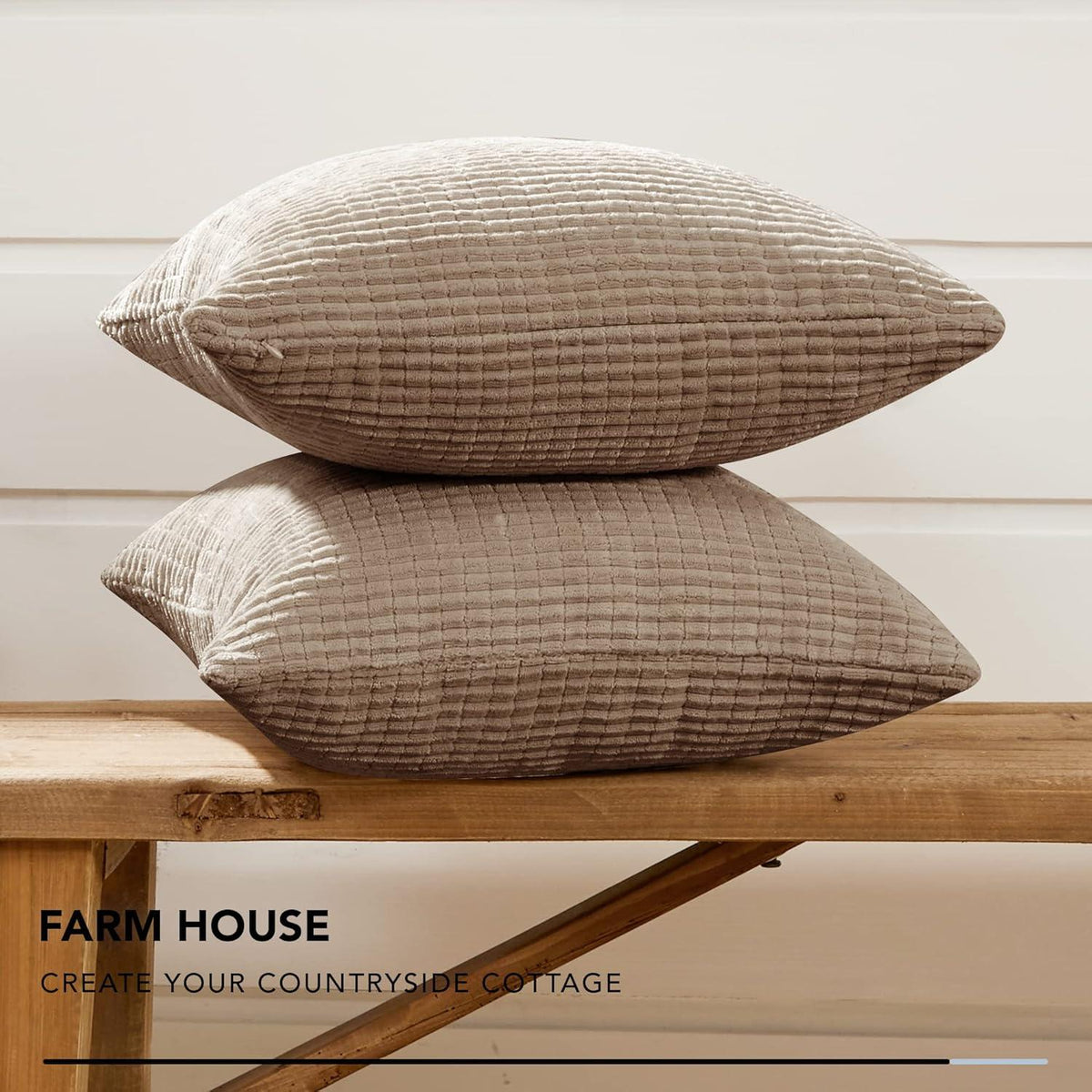 Deconovo Kordsamt Kissenbezug 50x50 cm Taupe, 2er Set