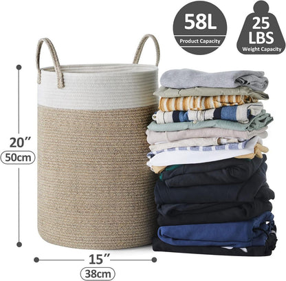 Geflochtener Wäschekorb Aufbewahrung Spielzeug Handarbeit Baumwolle 38x50cm