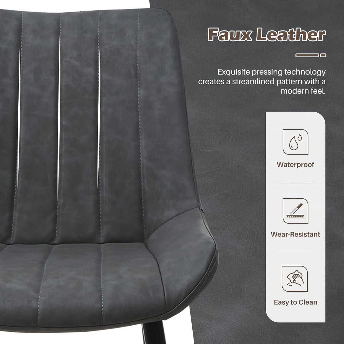 Esszimmerstühle 2er Set, Ergonomisch & Robust in Lederoptik
