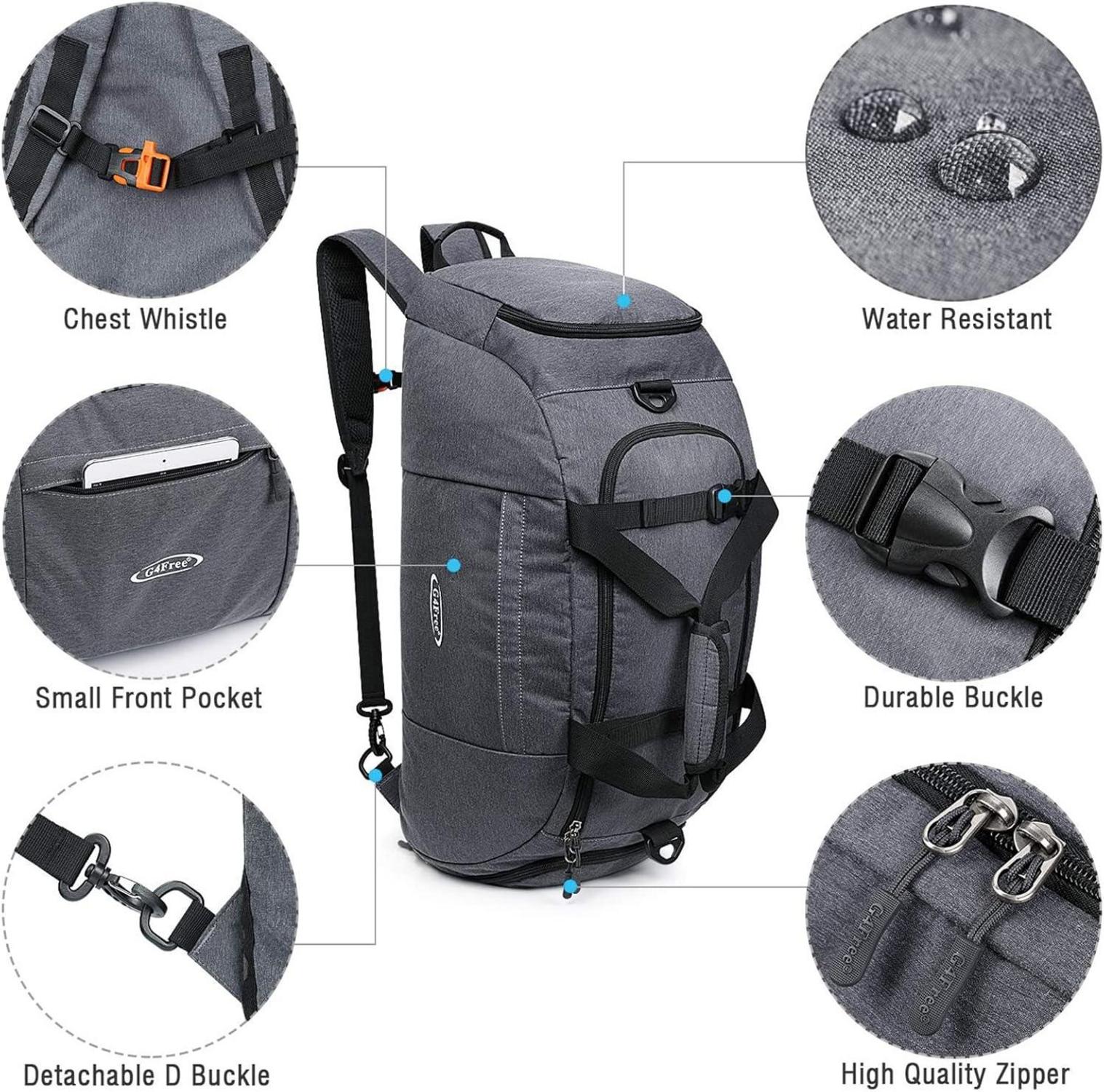 G4Free 40L Faltbare 3-Wege-Reisetasche Sporttasche mit Schuhfach - Blau