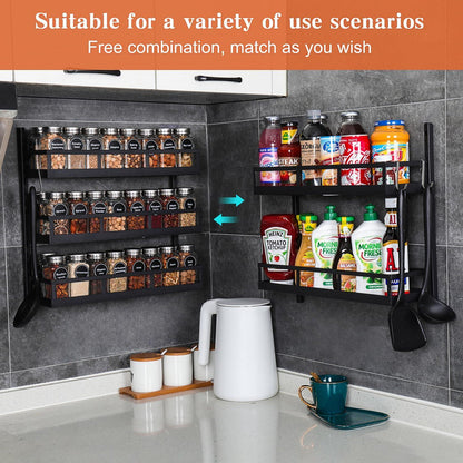 X-cosrack Gewürzregal Wandregal 5 Ebenen Höhenverstellbar Hängeregal Schwarz