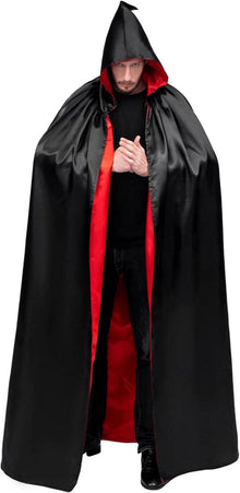 Umhang mit Kapuze Schwarz Rot Halloween Vampir Kostüm Kinder