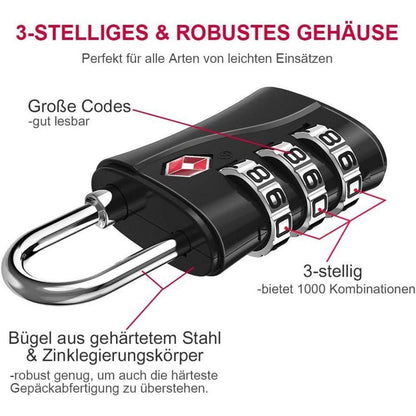 ZHEGE TSA Gepäckschloss 3 Stellige Zahlen Vorhängeschloss