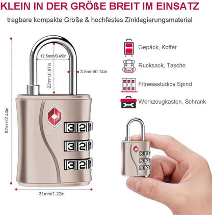 ZHEGE TSA Zahlenschloss für Reisekoffer Tasche Rucksäcke Mädchen Roségold