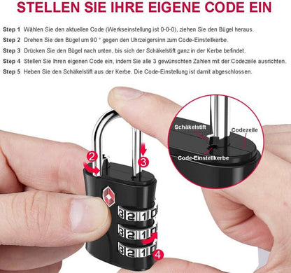 TSA Schloss für Koffer und Rucksäcke, 3 Stellig - Roségold