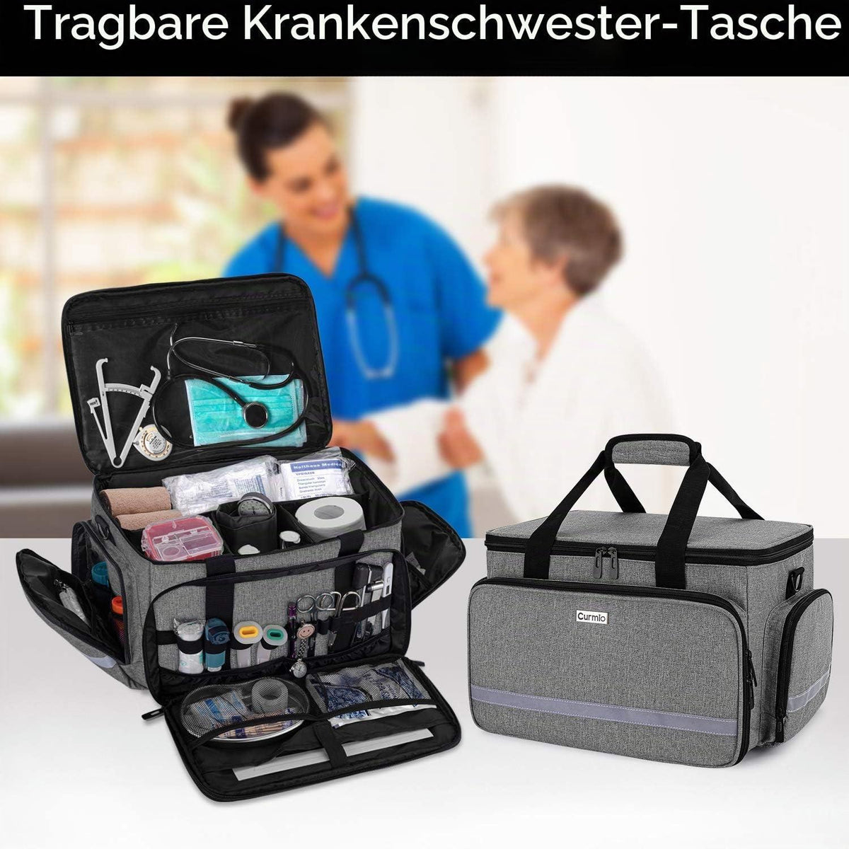 Tragbare Medizintasche für Erste Hilfe – Grau