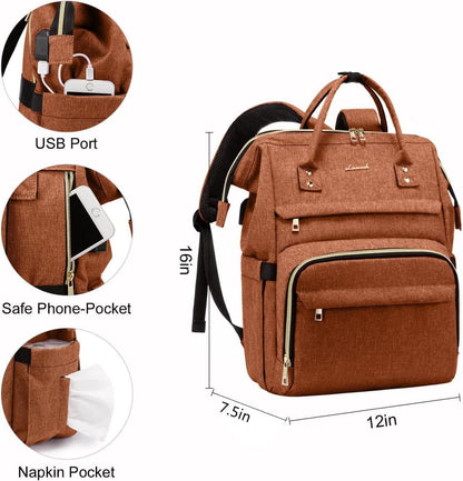 Laptoprucksack Damen 15,6 Zoll Stylischer Rucksack Wasserdicht Orang