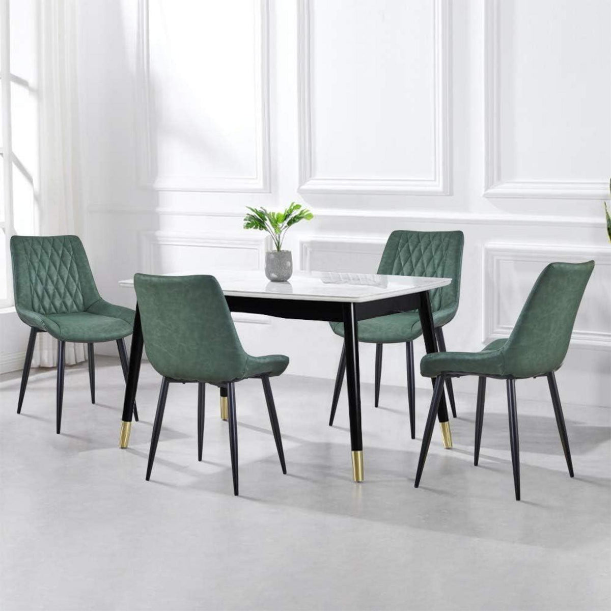 Grüner Esszimmerstuhl Set 2er –, Modern & Komfortabel in Lederoptik