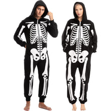 Halloween Skelett Unisex Onesie Pyjama Erwachsene Schwarz
