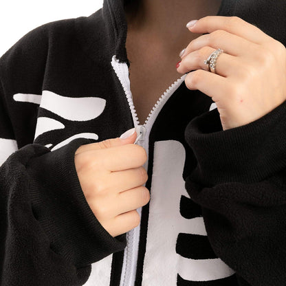 Halloween Skelett Unisex Onesie Pyjama  Erwachsene Schwarz