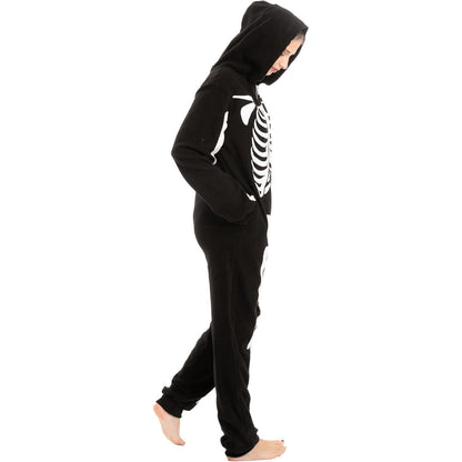 Halloween Skelett Unisex Onesie Pyjama  Erwachsene Schwarz