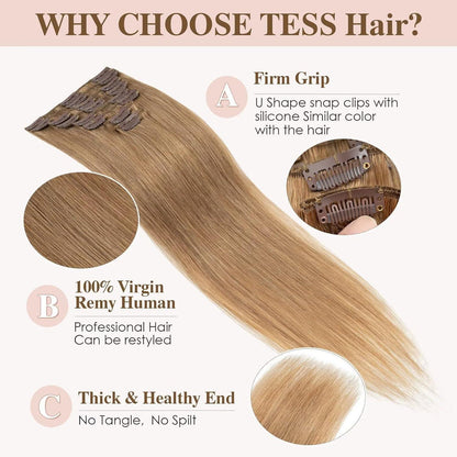Echthaar Clip-In Extensions Dunkelblond 50cm